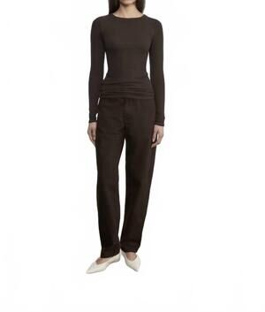 NEW ENZA COSTA silk knit crew tee in brown